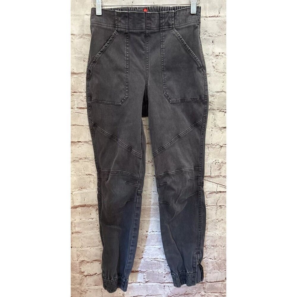 Spanx Pants Stretch Twill Jogger Gray Zipper Ankle Size Small